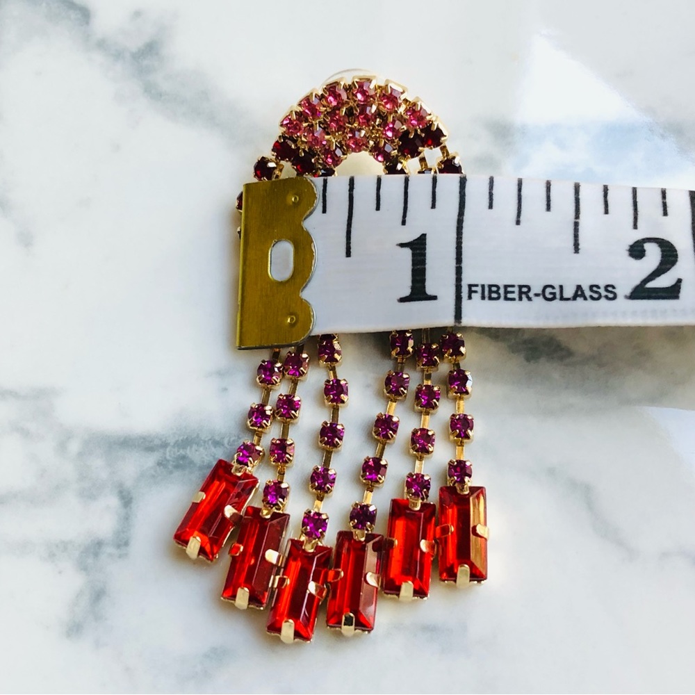 Rainbow Rhinestone Drop Earrings - Picture 9 of 13